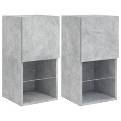 vidaXL TV-Schränke mit LED-Leuchten 2 Stk. Betongrau 30,5x30x60 cm