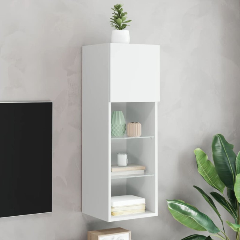 vidaXL TV-Schrank mit LED-Leuchten Weiß 30,5x30x90 cm vidaXL TV-Schrank mit LED-Leuchten Weiß 30,5x30x90 cm