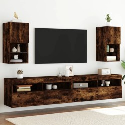 vidaXL TV-Schränke mit LED-Leuchten 2 Stk. Räuchereiche 30,5x30x60 cm