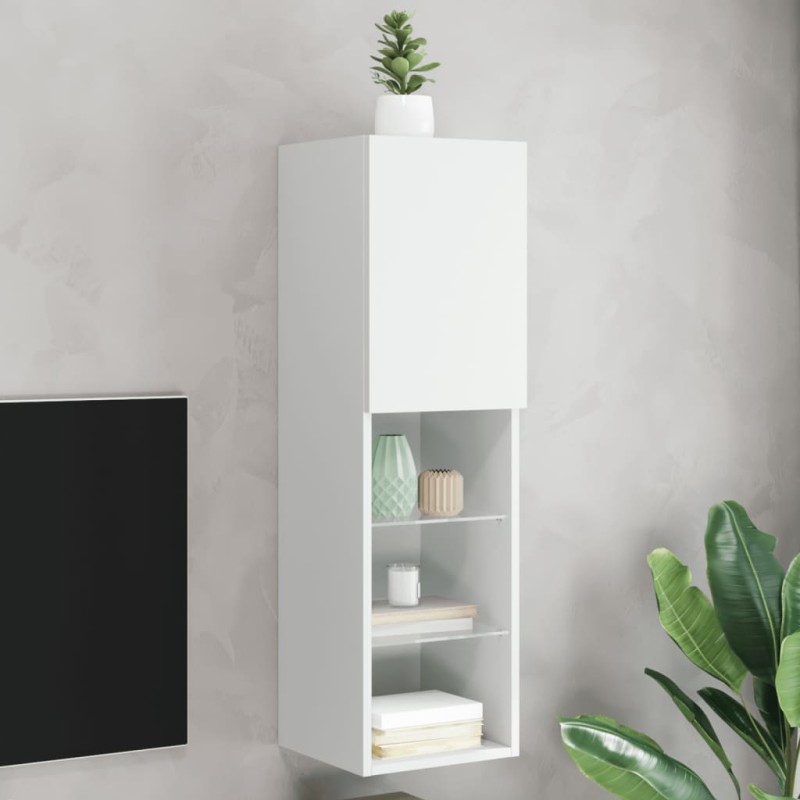 vidaXL TV-Schrank mit LED-Leuchten Weiß 30,5x30x102 cm vidaXL TV-Schrank mit LED-Leuchten Weiß 30,5x30x102 cm