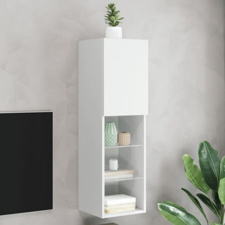 vidaXL TV-Schrank mit LED-Leuchten Weiß 30,5x30x102 cm