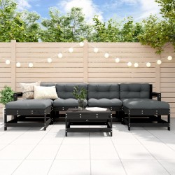 vidaXL 7-tlg. Garten-Lounge-Set Schwarz Massivholz Kiefer