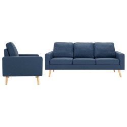 vidaXL 2-tlg. Sofagarnitur Stoff Blau
