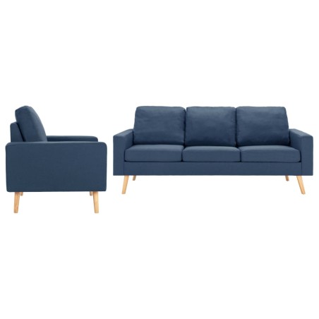 vidaXL 2-tlg. Sofagarnitur Stoff Blau