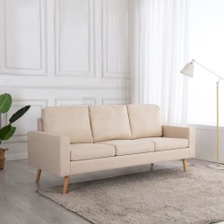 vidaXL 3-Sitzer-Sofa Creme Stoff