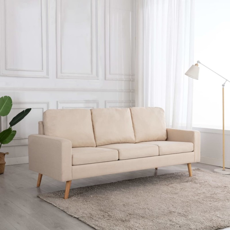 vidaXL 3-Sitzer-Sofa Creme Stoff vidaXL 3-Sitzer-Sofa Creme Stoff