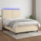 vidaXL Boxspringbett mit Matratze & LED Creme 140x200 cm Stoff vidaXL Boxspringbett mit Matratze & LED Creme 140x200 cm Stoff