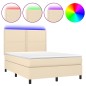 vidaXL Boxspringbett mit Matratze & LED Creme 140x200 cm Stoff vidaXL Boxspringbett mit Matratze & LED Creme 140x200 cm Stoff