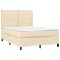 vidaXL Boxspringbett mit Matratze & LED Creme 140x200 cm Stoff vidaXL Boxspringbett mit Matratze & LED Creme 140x200 cm Stoff