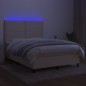 vidaXL Boxspringbett mit Matratze & LED Creme 140x200 cm Stoff vidaXL Boxspringbett mit Matratze & LED Creme 140x200 cm Stoff
