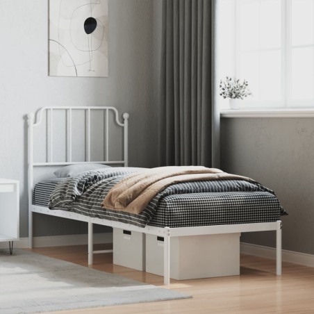 vidaXL Bettgestell mit Kopfteil Metall Weiß 75x190 cm