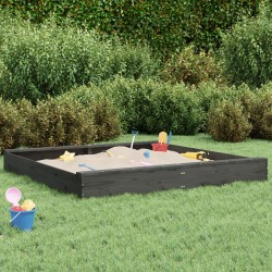 vidaXL Sandkasten mit Sitzen Grau Quadratisch Massivholz Kiefer