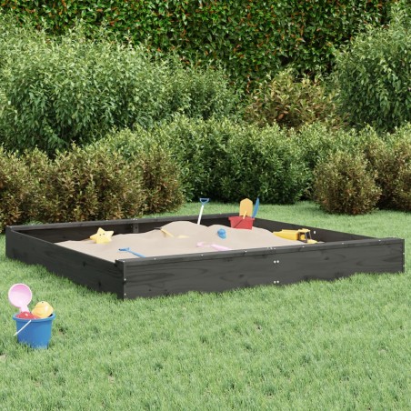 vidaXL Sandkasten mit Sitzen Grau Quadratisch Massivholz Kiefer