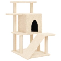 vidaXL Kratzbaum mit Sisal-Kratzsäulen Creme 97 cm
