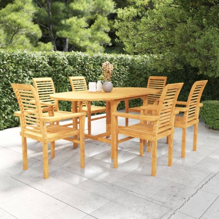 7-tlg. Garten-Essgruppe Massivholz Teak