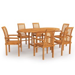 7-tlg. Garten-Essgruppe Massivholz Teak