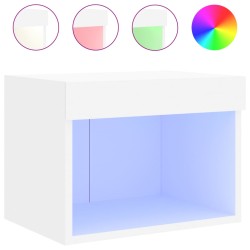vidaXL Nachttisch mit LED-Leuchten Wandmontage Weiß