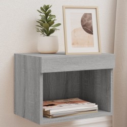 vidaXL Wand-Nachttische mit LED-Leuchten 2 Stk. Grau Sonoma