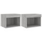 vidaXL Wand-Nachttische mit LED-Leuchten 2 Stk. Grau Sonoma