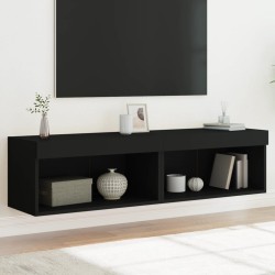 vidaXL TV-Schränke mit LED-Leuchten 2 Stk. Schwarz 60x30x30 cm