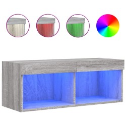 vidaXL TV-Schrank mit LED-Leuchten Grau Sonoma 80x30x30 cm