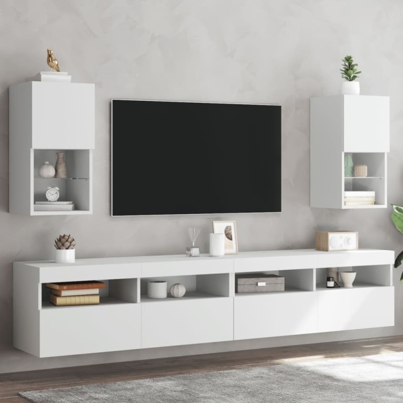 vidaXL TV-Schränke mit LED-Leuchten 2 Stk. Weiß 30,5x30x60 cm vidaXL TV-Schränke mit LED-Leuchten 2 Stk. Weiß 30,5x30x60 cm
