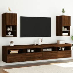 vidaXL TV-Schränke mit LED-Leuchten 2 Stk. Braun Eichen-Optik