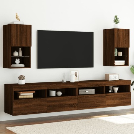 vidaXL TV-Schränke mit LED-Leuchten 2 Stk. Braun Eichen-Optik