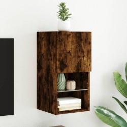 vidaXL TV-Schrank mit LED-Leuchten Räuchereiche 30,5x30x60 cm
