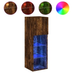 vidaXL TV-Schrank mit LED-Leuchten Räuchereiche 30,5x30x90 cm