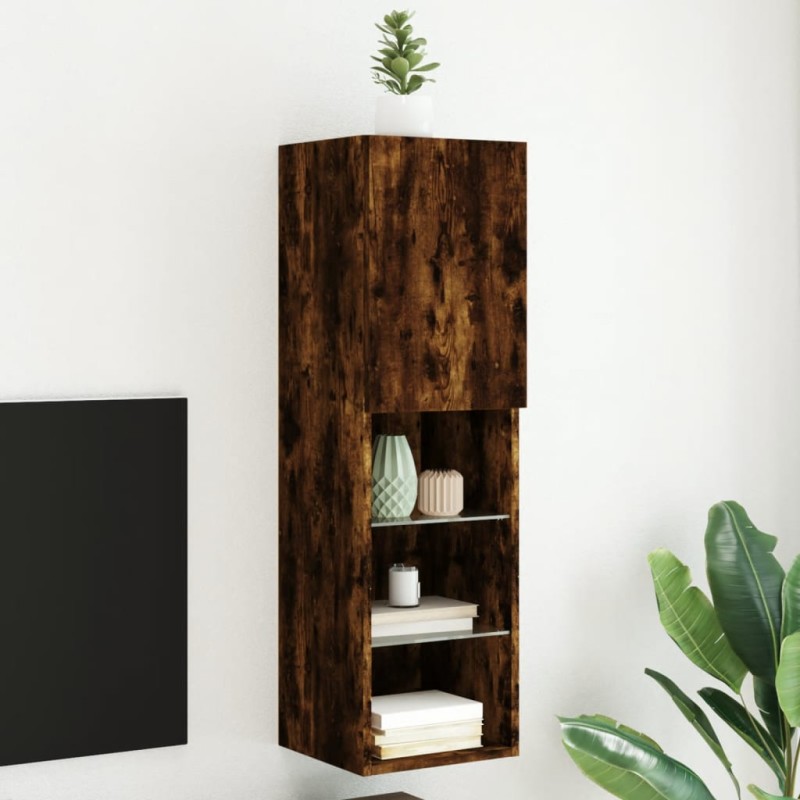 vidaXL TV-Schrank mit LED-Leuchten Räuchereiche 30,5x30x102 cm vidaXL TV-Schrank mit LED-Leuchten Räuchereiche 30,5x30x102 cm