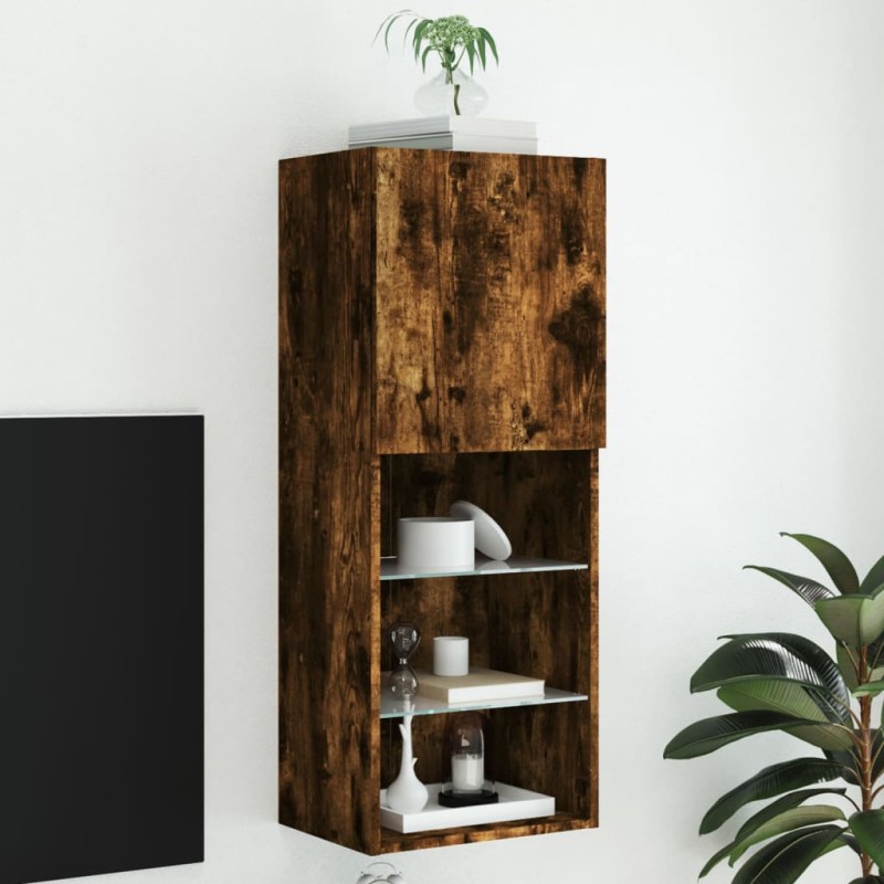 vidaXL TV-Schrank mit LED-Leuchten Räuchereiche 40,5x30x102 cm vidaXL TV-Schrank mit LED-Leuchten Räuchereiche 40,5x30x102 cm