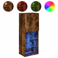 vidaXL TV-Schrank mit LED-Leuchten Räuchereiche 40,5x30x102 cm