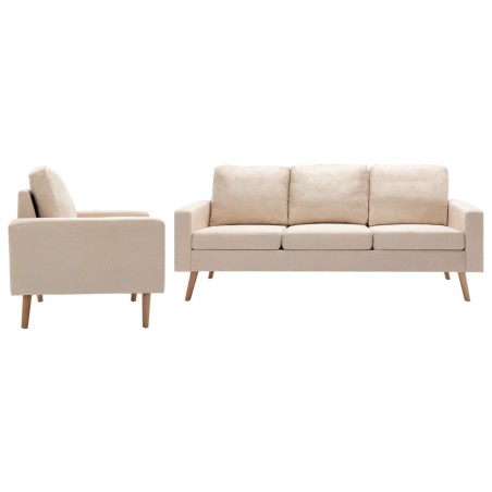 vidaXL 2-tlg. Sofagarnitur Stoff Creme