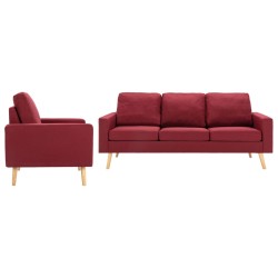 vidaXL 2-tlg. Sofagarnitur Stoff Weinrot