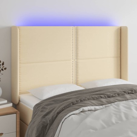 vidaXL LED Kopfteil Creme 147x16x118/128 cm Stoff