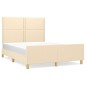 vidaXL Bettgestell mit Kopfteil Creme 140x200 cm Stoff vidaXL Bettgestell mit Kopfteil Creme 140x200 cm Stoff