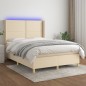 vidaXL Boxspringbett mit Matratze & LED Creme 140x190 cm Stoff vidaXL Boxspringbett mit Matratze & LED Creme 140x190 cm Stoff