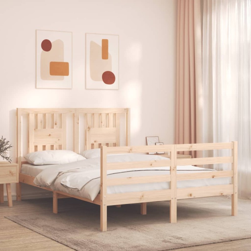 vidaXL Massivholzbett mit Kopfteil 140x190 cm vidaXL Massivholzbett mit Kopfteil 140x190 cm
