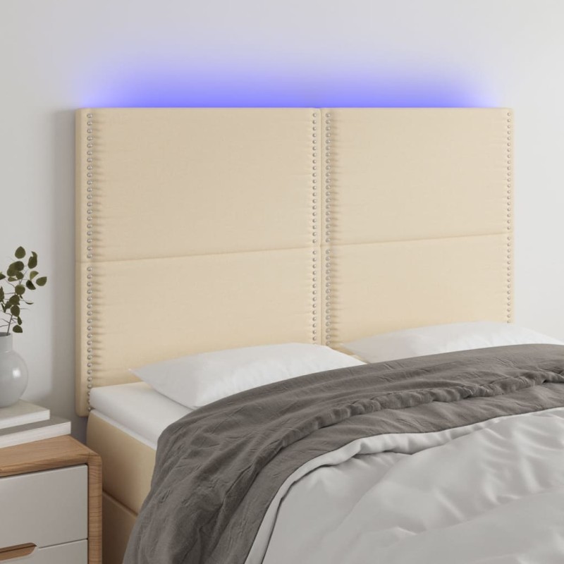 vidaXL LED Kopfteil Creme 144x5x118/128 cm Stoff vidaXL LED Kopfteil Creme 144x5x118/128 cm Stoff