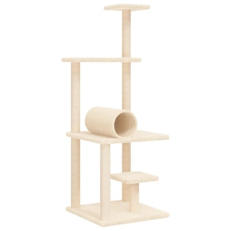vidaXL Kratzbaum mit Sisal-Kratzsäulen Creme 136 cm