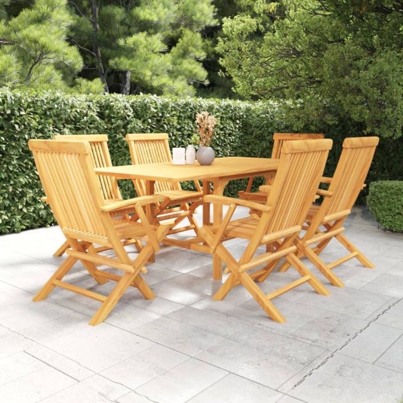 vidaXL 7-tlg. Garten-Essgruppe Massivholz Teak vidaXL 7-tlg. Garten-Essgruppe Massivholz Teak