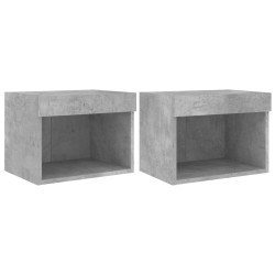 vidaXL Wand-Nachttische mit LED-Leuchten 2 Stk. Betongrau