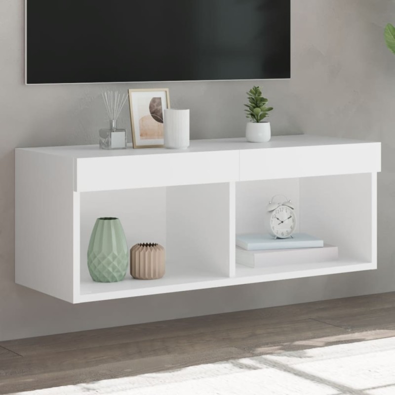 vidaXL TV-Schrank mit LED-Leuchten Weiß 80x30x30 cm vidaXL TV-Schrank mit LED-Leuchten Weiß 80x30x30 cm