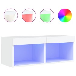 vidaXL TV-Schrank mit LED-Leuchten Weiß 80x30x30 cm
