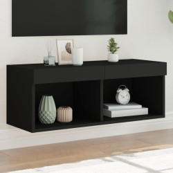 vidaXL TV-Schrank mit LED-Leuchten Schwarz 80x30x30 cm