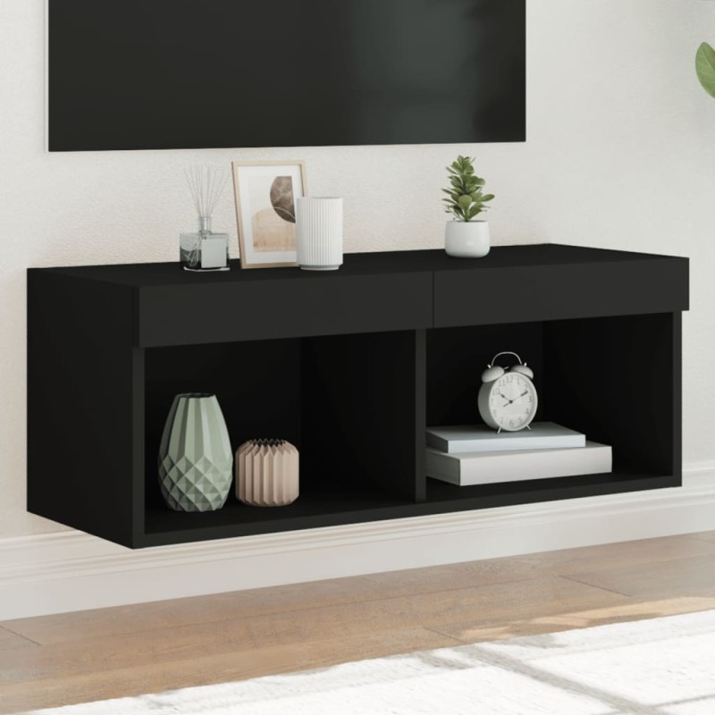 vidaXL TV-Schrank mit LED-Leuchten Schwarz 80x30x30 cm vidaXL TV-Schrank mit LED-Leuchten Schwarz 80x30x30 cm