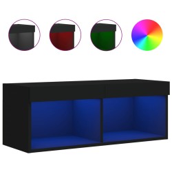 vidaXL TV-Schrank mit LED-Leuchten Schwarz 80x30x30 cm