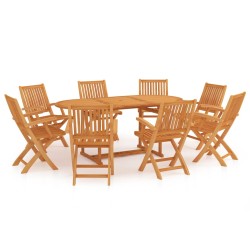 9-tlg. Garten-Essgruppe Massivholz Teak