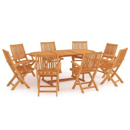 9-tlg. Garten-Essgruppe Massivholz Teak